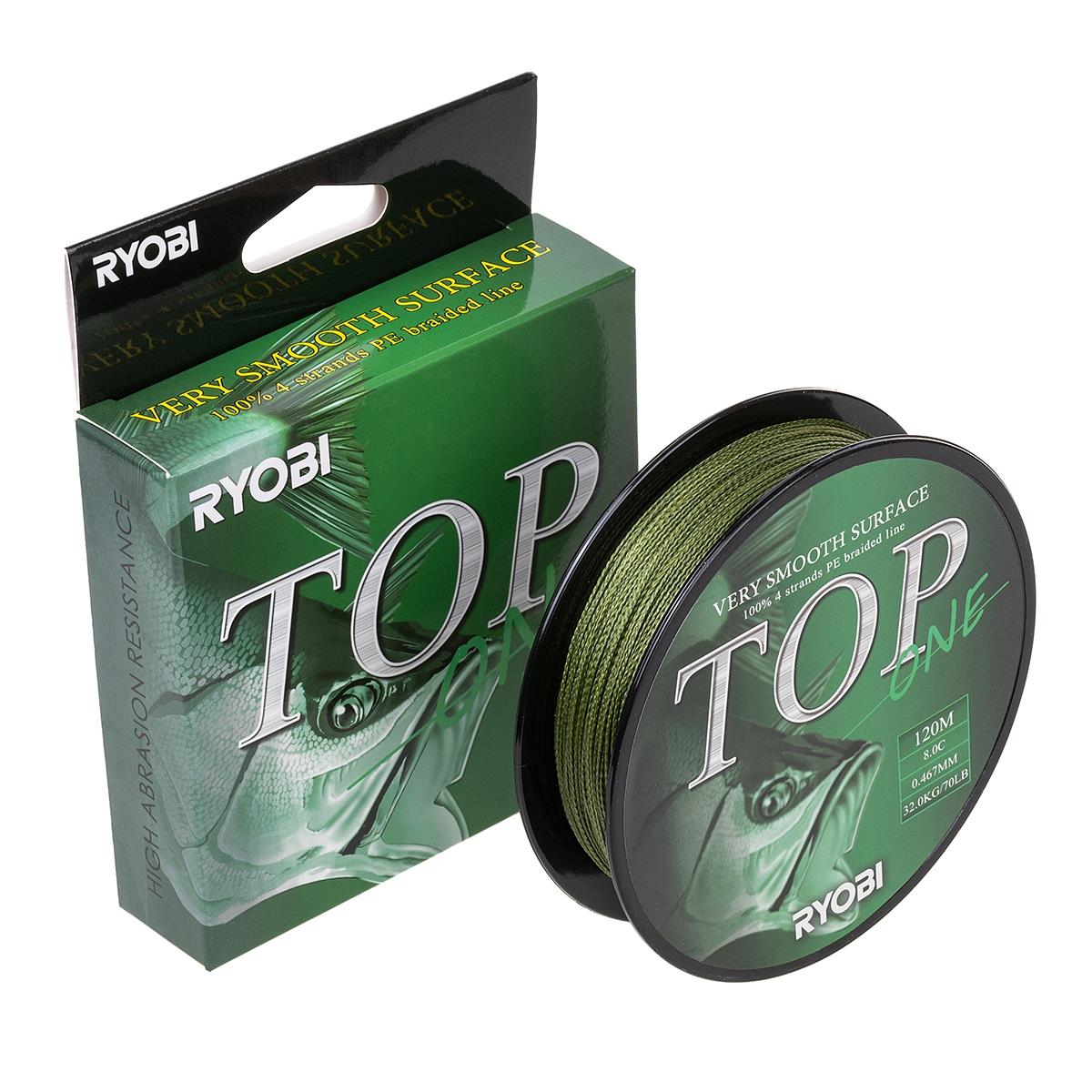 МП Шнур TOP PE4X-120M 8,0/d-0.467mm Dark green Ryobi - фото 1