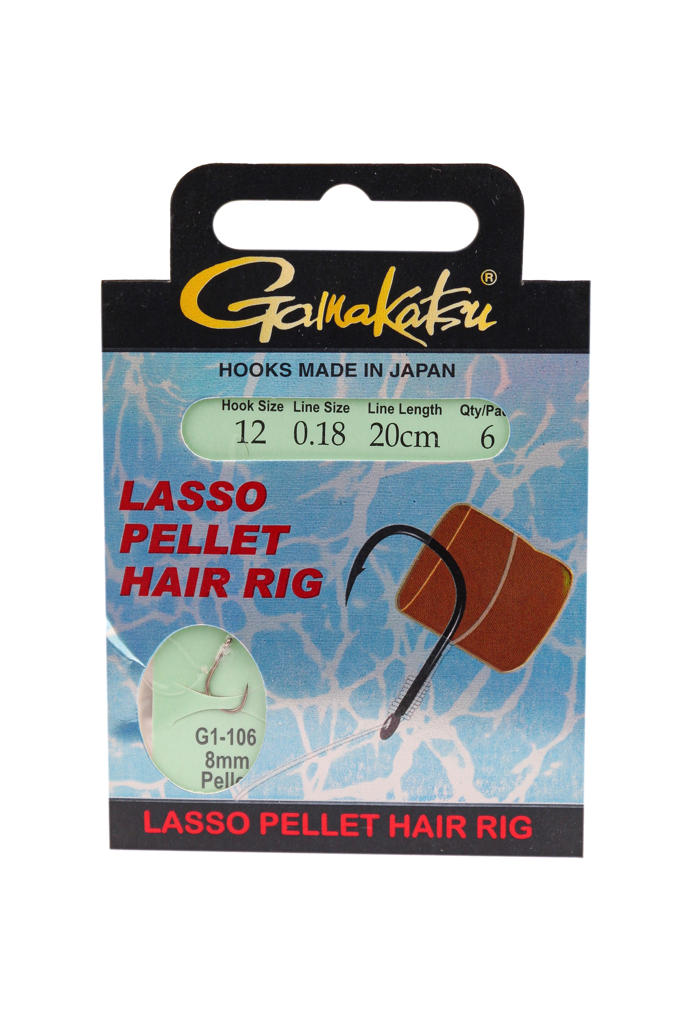 Крючок Gamakatsu с поводком Booklet Lasso Hair G1-106 №12 0.18мм 20см - фото 1