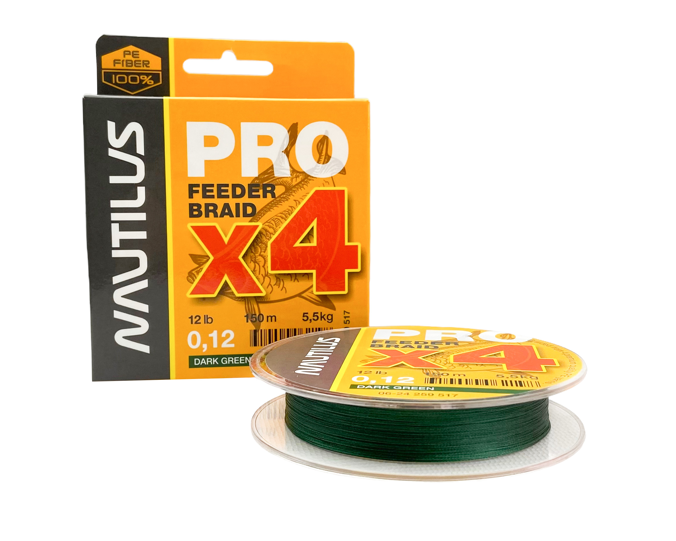 Шнур Nautilus Pro Feeder Braid 150м 0,12мм 5,5кг 12lb dark green  - фото 1