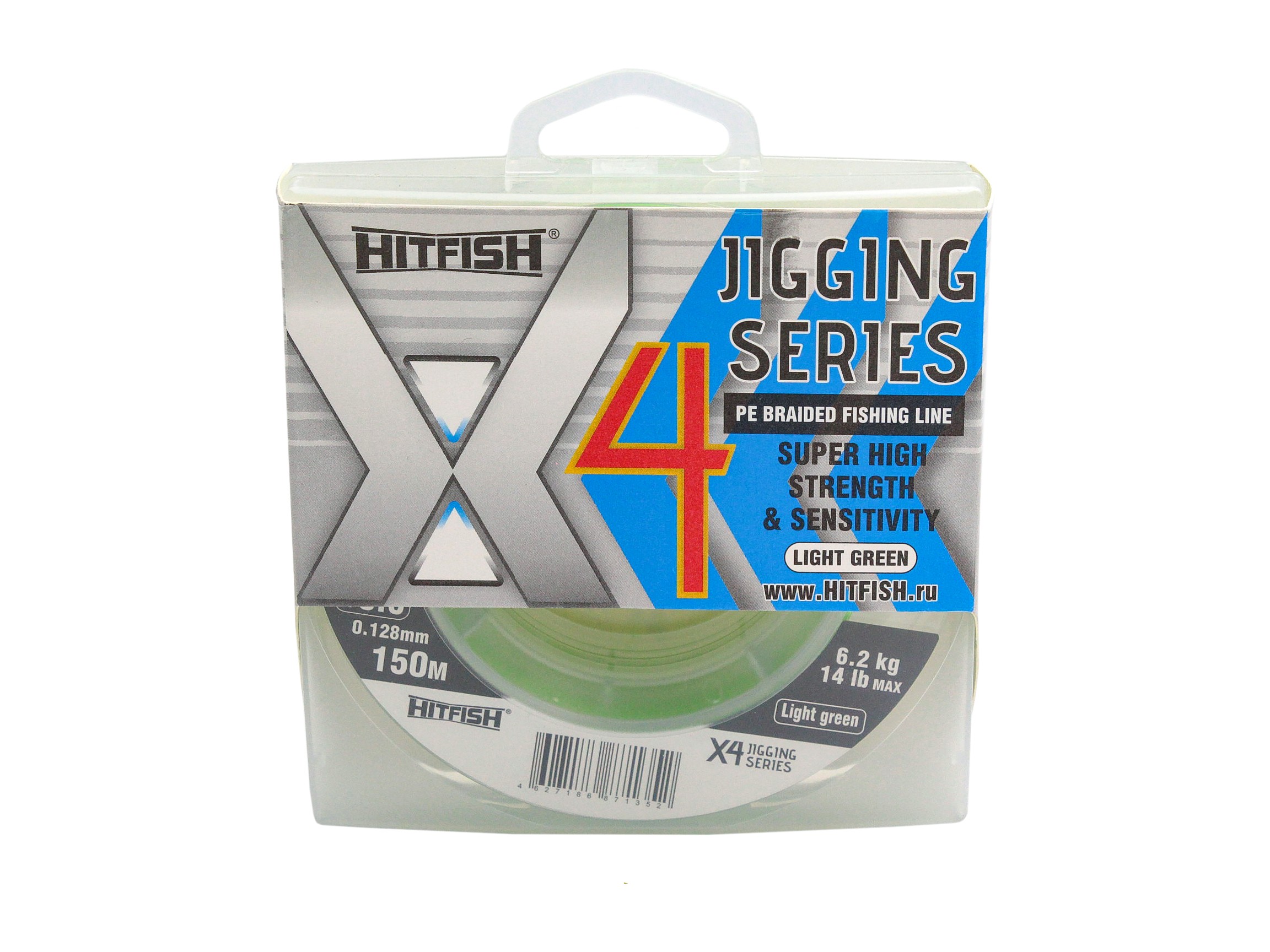 Шнур Hitfish X4 Jigging series №0,6 0,128мм 6,2кг 150м light green