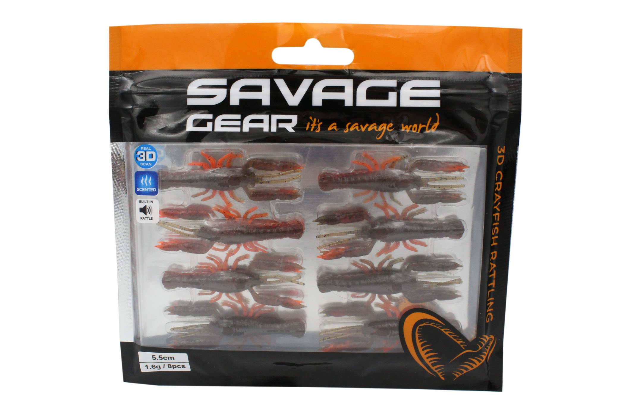 Приманка Savage Gear 3D Crayfish rattling 5,5см 1,6гр brown orange 8шт - фото 1
