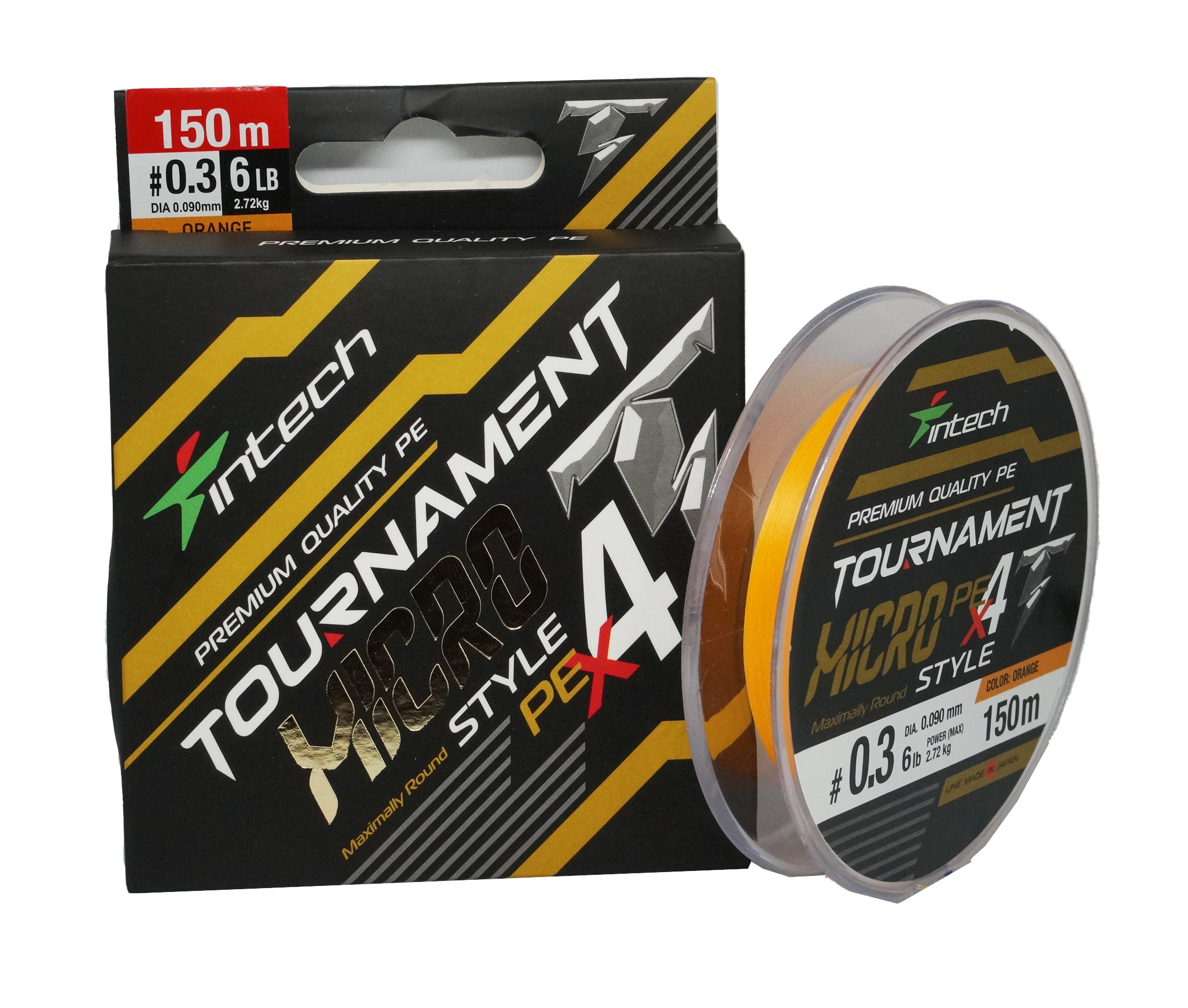 Шнур Intech Tournament micro style PE X4 150м 0,3 6lb 2,72кг orange - фото 1