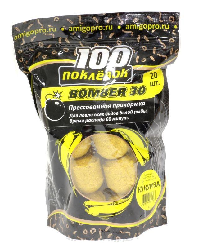 Прикормка 100 Поклевок Bomber-30 кукуруза - фото 1
