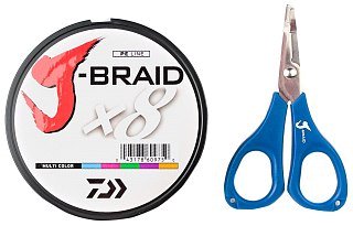 Шнур Daiwa J-Braid X8E-W/SC 0,18мм 150м multicolor + ножницы - фото 2