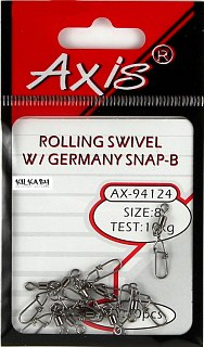 Вертлюг Axis Eurolock с застежкой 10кг №8 10шт