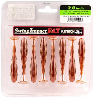 Приманка Keitech виброхвост Swing impact fat 2,8" Pal 07 motor oil red flake 8шт