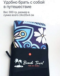 Полотенце RoadLike Beach 80x160см синий - фото 7