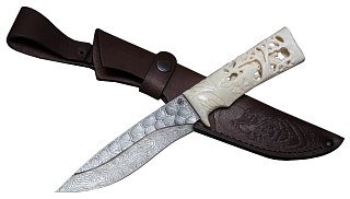 Нож ИП Семин Близнец дамасская сталь кость ажур - фото 1
