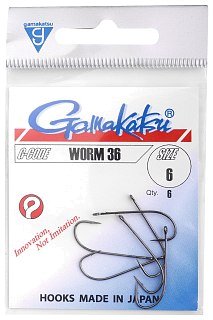 Крючок Gamakatsu Worm 36 black №1/0 - фото 2