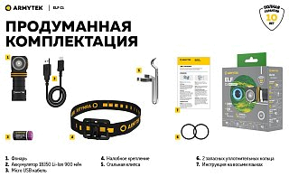 Фонарь Armytek Elf C1 Micro-USB белый налобный - фото 28