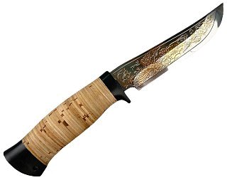 Нож Росоружие Гелиос-2 ЭИ-107 позолота береста гравировка - фото 1