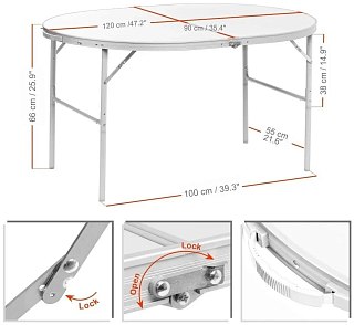 Стол Helios складной овальный 120x90 без чехла - фото 6