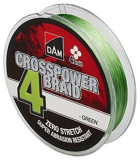 Шнур DAM Crosspower 4-Braid 150м 0,13мм 6,8кг 15lb Green - фото 1
