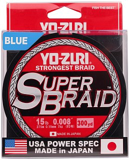 Шнур Yo-Zuri PE Superbraid Blue 300yds 15lbs 0,19мм