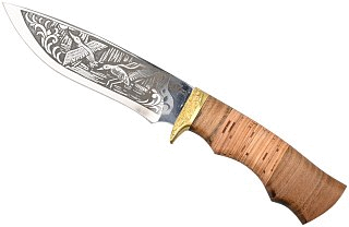 Нож ИП Семин Близнец сталь 65х13 литье береста гравировка - фото 1