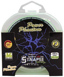 Шнур Power Phantom Synapse nano PE 100м fluo-green 0.12 2,7кг 0,055мм - фото 1