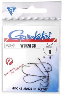 Крючок Gamakatsu Worm 36 black №6/0 - фото 2