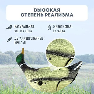 Механическое чучело Taigan Motorized rotating Mallard селезень  - фото 13