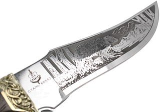 Нож Ладья Клык-2 НТ-27 Р 65х13 рисунок худ. литье венге - фото 5