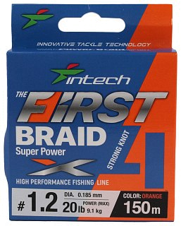 Шнур Intech First Braid X4 150м 1,2/0,185мм orange - фото 1