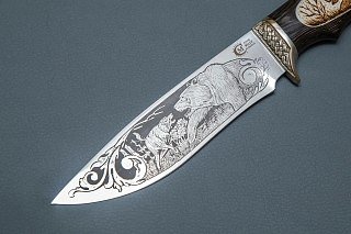 Нож ИП Семин Близнец кованая сталь 95х18 венге литье кость гравировка - фото 2