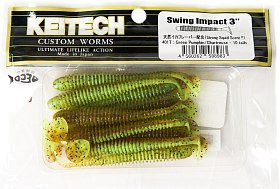 Приманка Keitech виброхвост Swing impact 3" 401 green pumpkin chartreuse