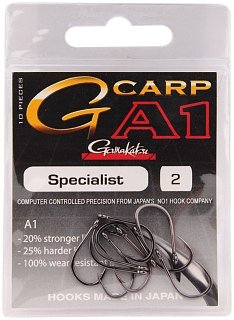Крючок Gamakatsu A1 G-Carp Specialist Hook №2 уп.10шт - фото 1