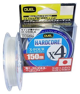 Шнур Yo-Zuri PE Hardcore X4 Duel 1.5/0.209мм 10.0кг 150м white - фото 1