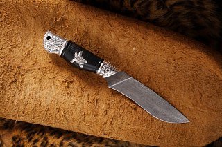 Нож Северная Корона Черепаха дамаская сталь бронза дерево - фото 3