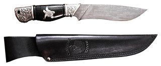 Нож Северная Корона Черепаха дамаская сталь бронза дерево - фото 1
