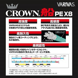 Шнур Varivas Crown Fune PE X8 200м PE 0.6 - фото 2