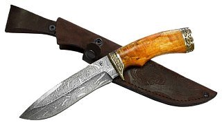 Нож ИП Семин Скиф дамасская сталь карельская береза - фото 1