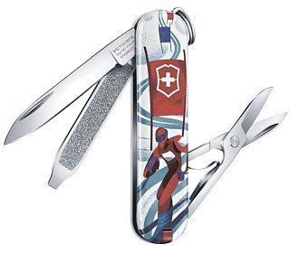 Нож Victorinox Classic Ski Race 58мм 7 функций синий/рисунок - фото 1