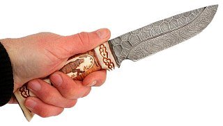 Нож ИП Семин Лорд дамасская сталь литье кость - фото 6