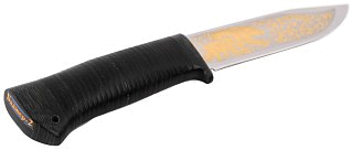 Нож Росоружие Баджер 2 95х18 позолота кожа - фото 4