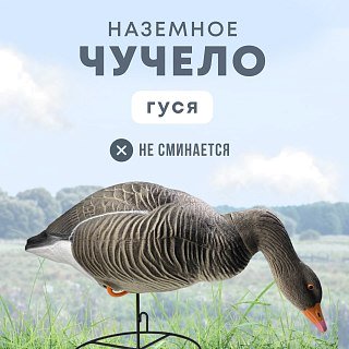Подсадной гусь Taigan Goose кормящийся со съемной головой на стальном основании - фото 1