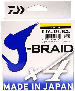 Шнур Daiwa J-Braid X4 0,19мм 135м Yellow