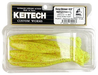 Приманка Keitech виброхвост Easy shiner 4,5" Pal 01 chartreuse red flake - фото 4