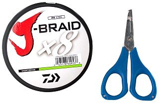 Шнур Daiwa J-Braid X8E-W/SC 0,22мм 300м chartreuse + ножницы - фото 2