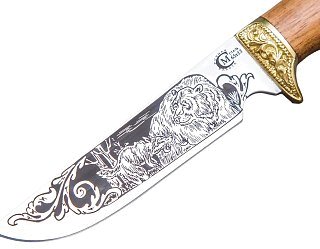 Нож ИП Семин Пластун сталь  65х13 литье  рукоять ценные породы дерева гравировка - фото 2