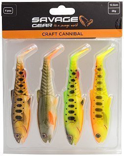 Приманка Savage Gear Craft cannibal paddletail 12,5см 20гр dark water mix 4шт