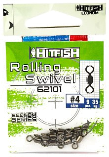 Вертлюг Hitfish Econom series rolling swivel 62101-4 35кг уп.9шт