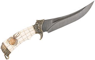 Нож ИП Семин Корсар дамасская сталь литье скорпион кость - фото 5