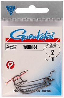 Крючок Gamakatsu Worm 34 black №2 - фото 1