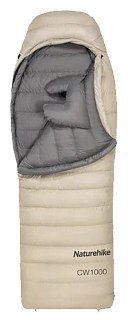 Спальник Naturehike CW1000 Mummy goose down khaki 1000G левый - фото 1