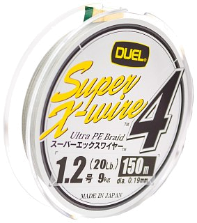 Шнур Yo-Zuri PE Super X Wire 4 Silver 150м 1.2/0.191мм 9.0кг - фото 3