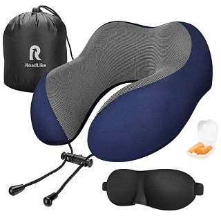 Подушка RoadLike Travel kit с эффектом памяти синий - фото 1