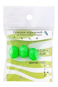 Поводок Зимородок Кефалевый зеленый 1,4х1,7см Hayabusa №6 флюорокарбон уп.3шт