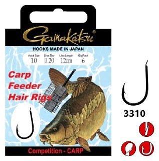 Крючок Gamakatsu с поводком Booklet carp hair 3310B 0,20мм 70см №10