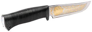Нож Росоружие Гелиос-2 позолота кожа 95х18 - фото 2